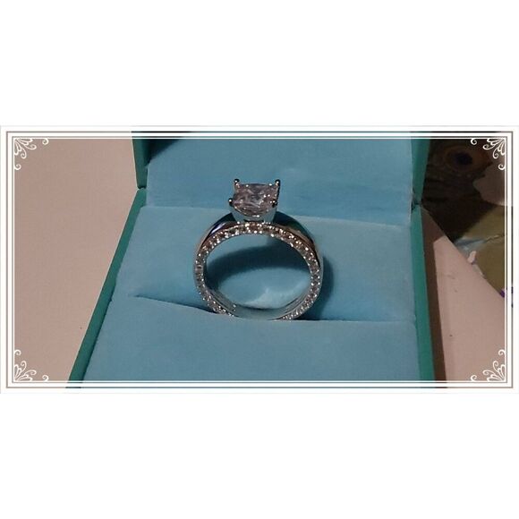 BNIB~Diamonique Italia Side Profile Princess Cut Bridal/Engagement Ring Sz 8 - Picture 4 of 8